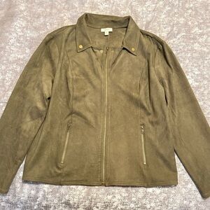 Olive Green Suede Women's Jacket